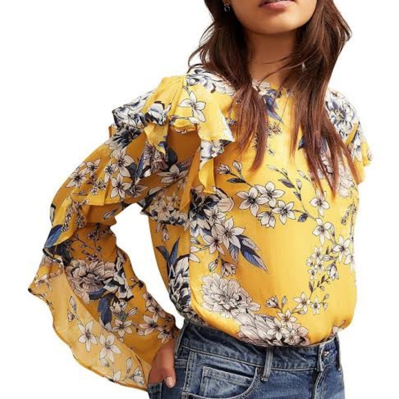 Witchery Yellow Floral Long Sleeve 
